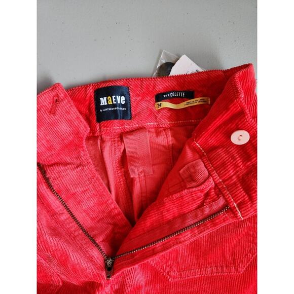 NWT Maeve The Colette Cropped Corduroy Wide Leg Pants Sz 24 Tall Red #7C415 - Picture 7 of 10